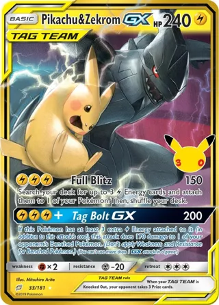 Pikachu & Zekrom GX kartı
